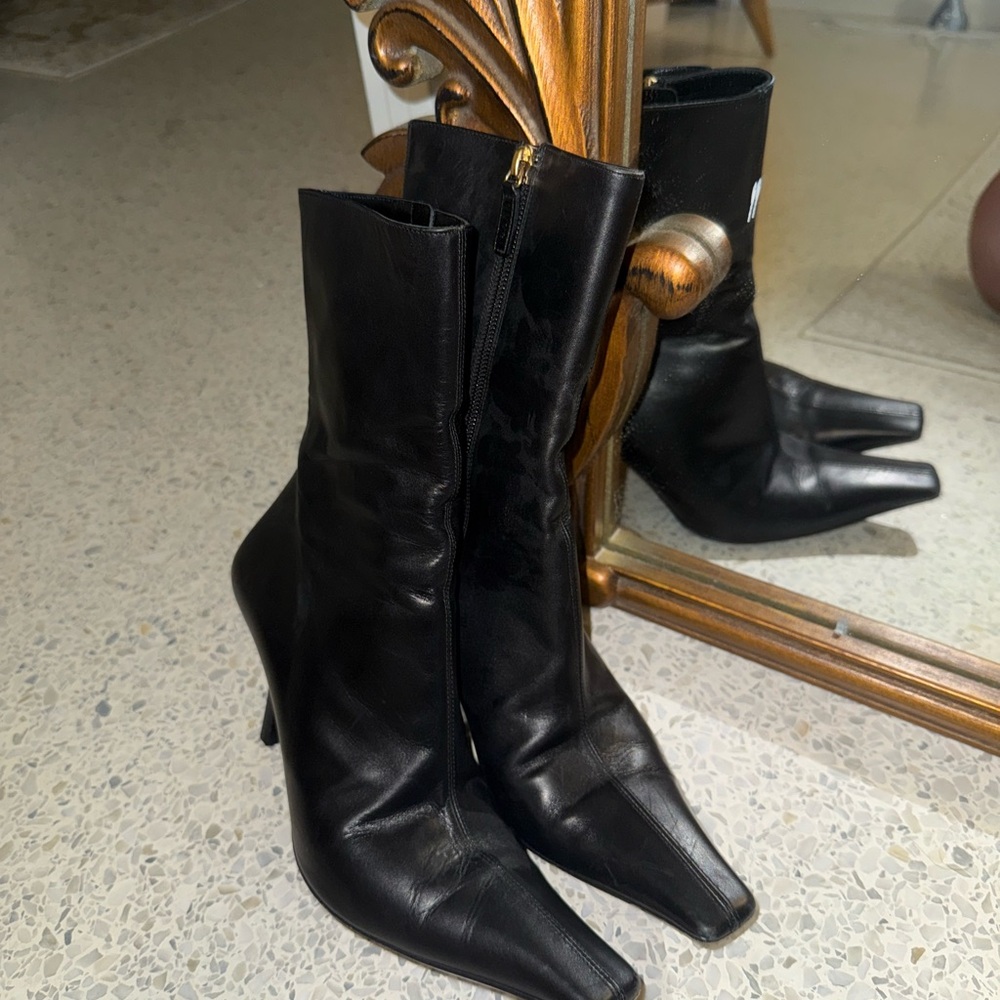 GUCCI Vintage Black Leather Ankle Boots